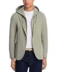 イレブンティ メンズ アウター ジャケット・ブルゾン コットン ジャージー Eleventy Cotton Pique Jersey Jacket Removable Hood Sage セージのサムネイル