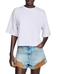 サンドロ レディース トップス Tシャツ コットン Sandro Cotton Tee Grey グレーのサムネイル