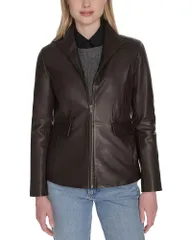 コールハーン レディース アウター ジャケット・ブルゾン レザー Cole Haan Leather Jacket Dark Espressoのサムネイル