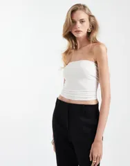 エイソス レディース トップス シャツ リブ ASOS DESIGN bra free seamless ribbedbandeau in cream クリームのサムネイル