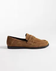 エイソス レディース シューズ スリッポン・ローファー スエード ASOS DESIGN Marble premium suede round toe loafers in tan Suede タンのサムネイル
