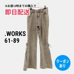 .WORKS ドットワークス デニムパンツ 61-89 グレー フルレングス 無地 リボン スタンダード フレア・ブーツカット ローライズ ヴィンテージ レディースのサムネイル