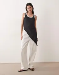 エイソス レディース トップス タンクトップ アシンメトリー ニット ASOS DESIGN knitlook double layer asymmetric longline tank top anのサムネイル