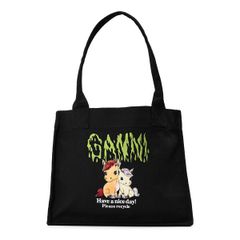 ガニー レディース バッグ ロゴ Ganni Womens Embossed Logo Tote Bag Phantom