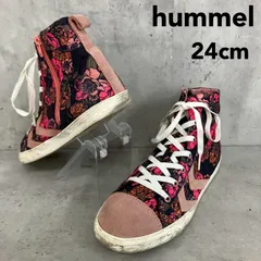 Hummel ヒュンメル ハイカットスニーカー 花柄 総柄 204721 スエード 切り替え サイドジッパー サイドジップ ピンク 24cm レースアップ シューズ カジュアル 靴 レディース 希少 レア柄 ★ ■■のサムネイル
