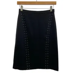 ビーシービージーマックスアズリア BCBGMAXAZRIA スカート パンチング ハトメ デザイン レーヨン混 XS 黒 ブラック ONW3G057 /MZ ■GY99のサムネイル