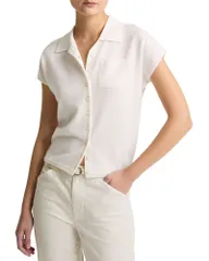 ヴィンス レディース アウター ニット・セーター ポロシャツ シルク Vince Cashmere Silk Polo Sweater Off White オフホワイトのサムネイル