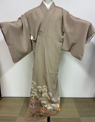 本場小千谷ちぢみ 夏着物 トールサイズ 花柄 ピンク系 麻着物 小千谷縮