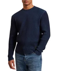 テッドベーカー メンズ アウター ニット・セーター Ted Baker Timmno Long Sleeve Plated Rib Sweater Navy ネイビーのサムネイル