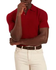 テッドベーカー メンズ トップス ポロシャツ Ted Baker Caelum Herringbone Polo Shirt Red レッドのサムネイル