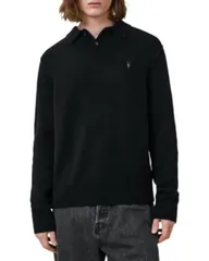 オールセインツ メンズ アウター ニット・セーター レギュラーフィット ポロシャツ ALLSAINTStatten Regular Fit Polo Collar Sweater Black ブラックのサムネイル