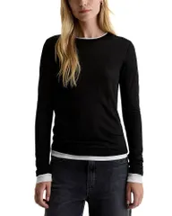 エージー レディース トップス Tシャツ AG Eleni Layered Long Sleeved Tee Super Black ブラックのサムネイル