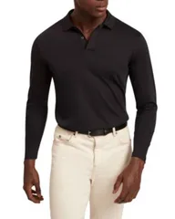 テッドベーカー メンズ トップス ポロシャツ コットン Ted Baker Ignac Long Sleeve Regular Softouch Cotton Polo Black ブラックのサムネイル