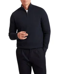 テッドベーカー メンズ アウター ニット・セーター Ted Baker Jeremee Texture StitchalfZip Sweater Navy ネイビーのサムネイル