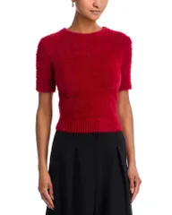 ヘルムート ラング レディース トップス Tシャツ クロップド Helmut Lang Cropped Eyelash Tee Red レッドのサムネイル