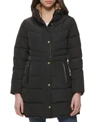 コールハーン レディース アウター コート キルティング Cole Haan Quilted Hidden Hood Coat Black ブラックのサムネイル