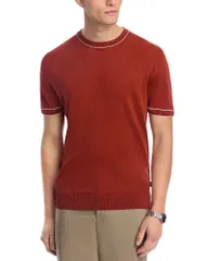 ボス メンズ アウター ニット・セーター クルーネック リネン BOSS Linen Blend Crewneck Sweater Dark Orange オレンジのサムネイル