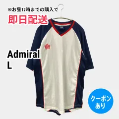 Admiral アドミラル Tシャツ/カットソー L ネイビー 無地 ブランドロゴ ライン柄 ミドル丈 半袖 Vネック メンズのサムネイル