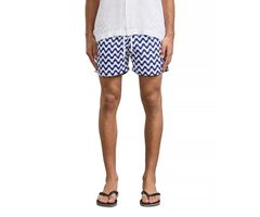 프레스코 보루카리오카 남성 수영복 하프 바지 반바지 Frescobol Carioca Copacabana Wavy Stripe Classic Fit Swim Trunks Navy