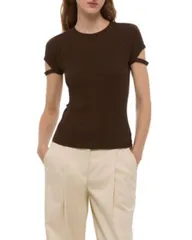 ヘルムート ラング レディース トップス Tシャツ クルーネック Helmut Lang Crewneck Raglan Crop Tee Bistreのサムネイル