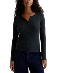エージー レディース トップス Tシャツ AG Jessa Long Sleeved Henley Tee Heather Charcoal チャコールのサムネイル