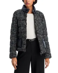 ヘルノ レディース アウター ジャケット・ブルゾン ツイード Herno Tweed Short Puffer Jacket BlackWhite ホワイトのサムネイル