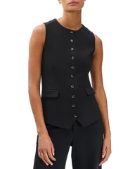 ラグアンドボーン レディース アウター ベスト rag bone Irina Ponte Plaid Long Vest Black ブラックのサムネイル