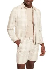 テッドベーカー メンズ アウター ジャケット・ブルゾン コットン リネン Ted Baker Arrigoh Checked Cotton Linen Harrington Jacketaupe トーのサムネイル
