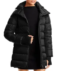 ヘルノ レディース アウター コート A ライン Herno Hooded ALine Puffer Coat Black ブラックのサムネイル