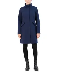 コールハーン レディース アウター コート Cole Haan Twill Stand Collar Coat Navy ネイビーのサムネイル