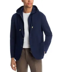 イレブンティ メンズ アウター ジャケット・ブルゾン コットン ジャージー Eleventy Cotton Jersey Jacket Removable Hood Navy ネイビーのサムネイル