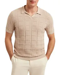 テッドベーカー メンズ アウター ニット・セーター ポロシャツ セーター Ted Baker Ruzza Open Collar Polo Sweater Taupe トープのサムネイル