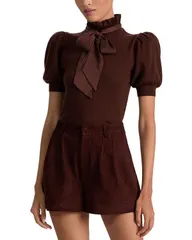 アリスアンドオリビア レディース アウター ニット・セーター フリル セーター Alice and Olivia Chase Puff Sleeve Ruffle Neck Sweater Darkのサムネイル