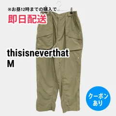 thisisneverthat ディスイズネバーザット カーゴパンツ M カーキ フルレングス ナイロン 無地 ワンポイント スタンダード ストレート レギュラー メンズ レディースのサムネイル