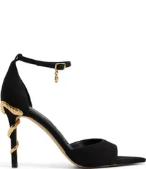 アルド レディース シューズ サンダル スエード ヒール ALDO Medeza Suede Snake Heel Dressandals Black ブラックのサムネイル