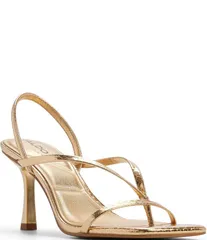 アルド レディース シューズ サンダル トール ALDO Riva Metallic Embossed Snake Square Toe Thong Slingback Sandals Gold ゴーのサムネイル