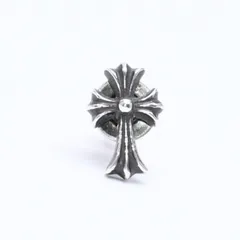 極美品 CHROME HEARTS クロムハーツ ピアス イヤリング CH クロスファット スタッド シルバーピアス シルバー925 重量約0.83g 片耳 中古 4a005753のサムネイル