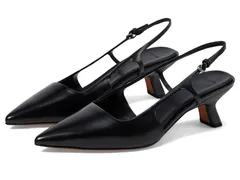 ヴィンス レディース シューズ ヒール Vince Bianca Pointed Toe Kitten Heel Slingback Black Leather ブラックのサムネイル