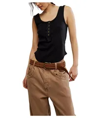 フリーピープル レディース トップス シャツ Free People Care Bryson Henley Tank Black ブラックのサムネイル