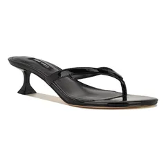 ナインウェスト レディース シューズ パンプス サンダル ヒール Nine West Cruise WomenslipOn Kitten Heel Dressandals Black Patent ブのサムネイル