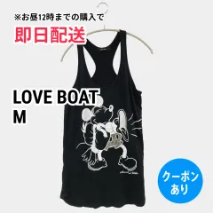 LOVE BOAT タンクトップ M ブラック 前面プリント カップなし レディースのサムネイル