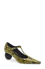マルニ レディース シューズ パンプス レザー Marni Orb TStrapointed Toe Snakeskin Embossed Leather Pump 00V07 Light Limeのサムネイル
