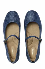 ランズエンド レディース シューズ パンプス Lands End Classic Raffia Mary Jane Flats Mediterranean Blue ブルーのサムネイル