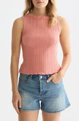 スコッチアンドソーダ レディース トップス シャツ コットン Scotch Soda Boat Neck Cotton Rib Tank Canyon Clayのサムネイル