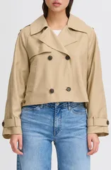 イチ レディース アウター ジャケット・ブルゾン コート クロップド ICHI Cropped Trench Coat Cornstalkのサムネイル