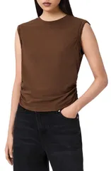 オールセインツ レディース トップス シャツ ギャザー AllSaints West Side Ruched Tank Cognac Brown ブラウンのサムネイル