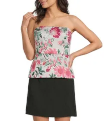 フレンチコネクション レディース トップス シャツ フラワー柄 プリント サテン ストラップレス フラワー French Connection York Satin Floral Print Straのサムネイル