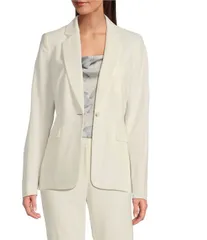 ダナキャラン レディース アウター コート ジャケット DKNY By Donna Karanotch Lapel OneButton Jacket Ivory アイボリーのサムネイル