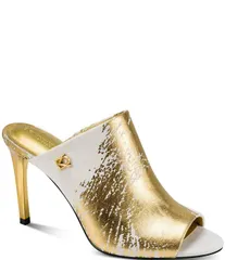 ダナキャラン レディース シューズ サンダル トール Donna Karan Donna Metallic Foil Dresslide Sandals IvoryGold アイボリーのサムネイル