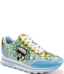 カール ラガーフェルド レディース シューズ スニーカー スパンコール レース KARLAGERFELD PARIS Meade Sequin Boucle Lace Up Sneakers Blueのサムネイル